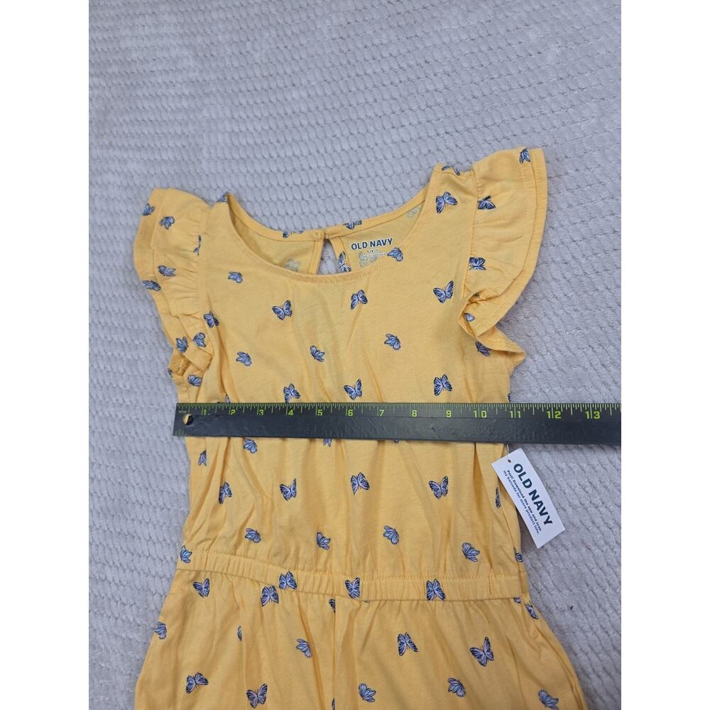 Old Navy Romper Girls Small 6/7 Yellow Blue Butterflies New - Picture 3 of 7